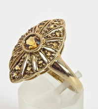 Load image into Gallery viewer, 2547: 9ct Gold 15 Yellow Citrines Art Deco Style Sunburst Ring
