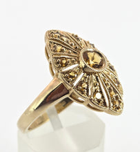 Load image into Gallery viewer, 2547: 9ct Gold 15 Yellow Citrines Art Deco Style Sunburst Ring
