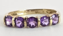 Load image into Gallery viewer, 2548: Vintage: 9ct Gold 5 Lilac Amethysts Dress/Stacker Ring
