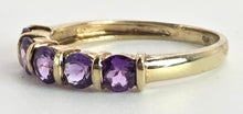 Load image into Gallery viewer, 2548: Vintage: 9ct Gold 5 Lilac Amethysts Dress/Stacker Ring
