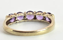 Load image into Gallery viewer, 2548: Vintage: 9ct Gold 5 Lilac Amethysts Dress/Stacker Ring
