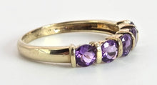 Load image into Gallery viewer, 2548: Vintage: 9ct Gold 5 Lilac Amethysts Dress/Stacker Ring
