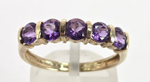Load image into Gallery viewer, 2548: Vintage: 9ct Gold 5 Lilac Amethysts Dress/Stacker Ring
