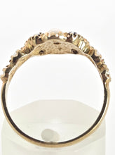 Load image into Gallery viewer, 2555- Vintage 9ct Gold Blues Sapphires Pearls Geometric Set Dress Ring
