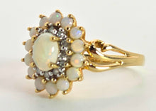Load image into Gallery viewer, 2564: Vintage 9ct Gold 15 White Opals 12 Diamonds Cluster Ring
