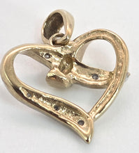 Load image into Gallery viewer, 0110: Vintage: Petite 9ct Gold Natural Diamonds Heart-Shaped Pendant
