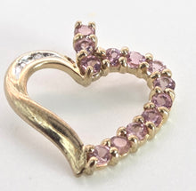 Cargar imagen en el visor de la galería, 0145: Vintage: 9ct Gold Morganites Diamonds Heart-Shaped Pendant
