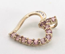 Cargar imagen en el visor de la galería, 0145: Vintage: 9ct Gold Morganites Diamonds Heart-Shaped Pendant
