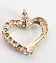 Cargar imagen en el visor de la galería, 0145: Vintage: 9ct Gold Morganites Diamonds Heart-Shaped Pendant
