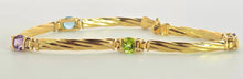 Load image into Gallery viewer, 2381: Vintage: 9ct Gold Multi-Gem Ribbon Link Bracelet (18cm)

