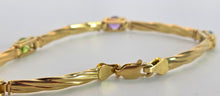 Load image into Gallery viewer, 2381: Vintage: 9ct Gold Multi-Gem Ribbon Link Bracelet (18cm)
