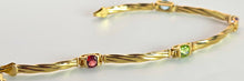 Load image into Gallery viewer, 2381: Vintage: 9ct Gold Multi-Gem Ribbon Link Bracelet (18cm)
