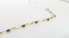 Load image into Gallery viewer, 2382: Vintage: 9ct Gold Blue Sapphires Natural Diamonds Link Bracelet (18cm)
