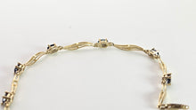 Load image into Gallery viewer, 2382: Vintage: 9ct Gold Blue Sapphires Natural Diamonds Link Bracelet (18cm)
