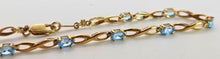 Load image into Gallery viewer, 2383: Vintage: 9ct Gold Swiss Blue Topaz Open Link Bracelet (18cm)
