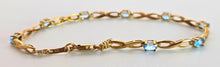 Load image into Gallery viewer, 2383: Vintage: 9ct Gold Swiss Blue Topaz Open Link Bracelet (18cm)
