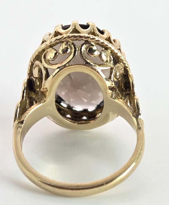 2387- Vintage 9ct Gold large Smokey Quartz Cocktail Ring- From 1976