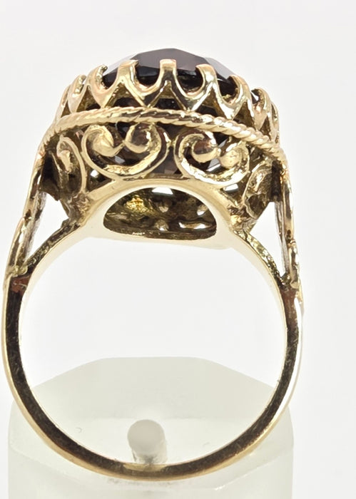 2387- Vintage 9ct Gold large Smokey Quartz Cocktail Ring- From 1976