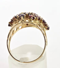 Load image into Gallery viewer, 2388: Vintage: 9ct Gold 23 Garnets Geometric Set Statement Cluster Ring
