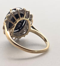 Load image into Gallery viewer, 2423: Vintage: 9ct Gold Australian Blue Sapphire Natural diamonds Cluster Ring
