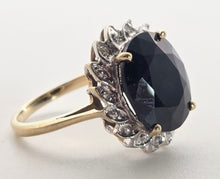 Load image into Gallery viewer, 2423: Vintage: 9ct Gold Australian Blue Sapphire Natural diamonds Cluster Ring
