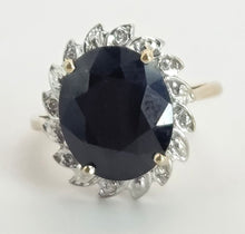 Load image into Gallery viewer, 2423: Vintage: 9ct Gold Australian Blue Sapphire Natural diamonds Cluster Ring
