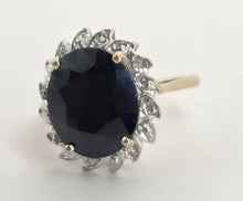 Load image into Gallery viewer, 2423: Vintage: 9ct Gold Australian Blue Sapphire Natural diamonds Cluster Ring
