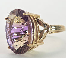 Cargar imagen en el visor de la galería, 2424: Vintage Large 9ct Gold Oval Faceted Ametrine Cocktail Ring
