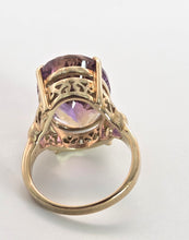 Cargar imagen en el visor de la galería, 2424: Vintage Large 9ct Gold Oval Faceted Ametrine Cocktail Ring
