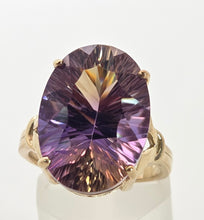 Cargar imagen en el visor de la galería, 2424: Vintage Large 9ct Gold Oval Faceted Ametrine Cocktail Ring
