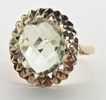 Load image into Gallery viewer, 2433: Vintage: 9ct Gold Large Mint Green Amethyst Ring -From 1967
