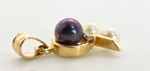Load image into Gallery viewer, 0143- Vintage 14ct Gold Tahitian Pearls Diamonds Pendant
