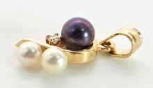 Load image into Gallery viewer, 0143- Vintage 14ct Gold Tahitian Pearls Diamonds Pendant
