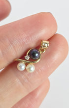 Load image into Gallery viewer, 0143- Vintage 14ct Gold Tahitian Pearls Diamonds Pendant
