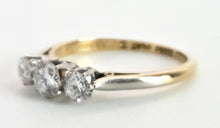 Load image into Gallery viewer, 0149Vintage: 18ct Gold Platinum Setting Round Brilliants Cut Diamonds (0.57ct) Trilogy Ring
