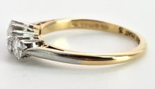 Load image into Gallery viewer, 0149Vintage: 18ct Gold Platinum Setting Round Brilliants Cut Diamonds (0.57ct) Trilogy Ring
