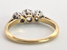 Load image into Gallery viewer, 0149Vintage: 18ct Gold Platinum Setting Round Brilliants Cut Diamonds (0.57ct) Trilogy Ring
