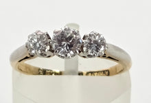 Load image into Gallery viewer, 0149Vintage: 18ct Gold Platinum Setting Round Brilliants Cut Diamonds (0.57ct) Trilogy Ring
