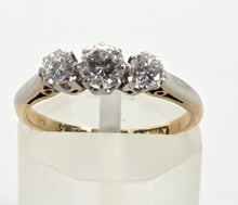 Load image into Gallery viewer, 0149Vintage: 18ct Gold Platinum Setting Round Brilliants Cut Diamonds (0.57ct) Trilogy Ring
