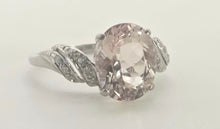 Load image into Gallery viewer, 0341- Vintage: 9ct White Gold Pink Morganite 14 Natural Sparkling Diamonds Ring
