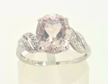 Load image into Gallery viewer, 0341- Vintage: 9ct White Gold Pink Morganite 14 Natural Sparkling Diamonds Ring
