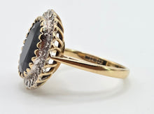 Load image into Gallery viewer, 0594: Vintage: 9ct Gold Australian Blue Sapphire 24 Diamonds Diana Cluster Ring
