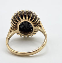 Load image into Gallery viewer, 0594: Vintage: 9ct Gold Australian Blue Sapphire 24 Diamonds Diana Cluster Ring
