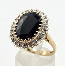 Load image into Gallery viewer, 0594: Vintage: 9ct Gold Australian Blue Sapphire 24 Diamonds Diana Cluster Ring
