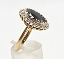 Load image into Gallery viewer, 0594: Vintage: 9ct Gold Australian Blue Sapphire 24 Diamonds Diana Cluster Ring
