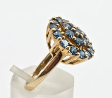 Cargar imagen en el visor de la galería, 0596: Vintage: 9ct Gold 21 Blue Diamonds Floral Cluster Ring
