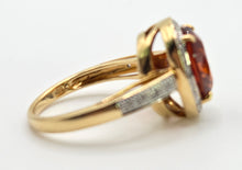 Load image into Gallery viewer, 0635 Vintage: 18ct Gold  Orange Spessartite Garnet Diamonds Cluster Ring- A rare find
