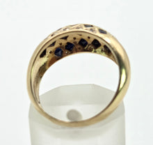 Load image into Gallery viewer, 0636: Vintage 9ct Gold Blue Sapphires Natural Sparkling Diamonds Geometric Set Rng

