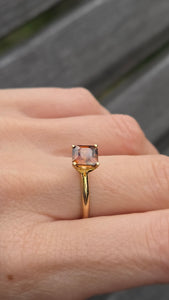 2490 Vintage: Rare 9ct Gold Square Cut Orange Zircon Solitaire Ring