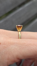 Load image into Gallery viewer, 2490 Vintage: Rare 9ct Gold Square Cut Orange Zircon Solitaire Ring
